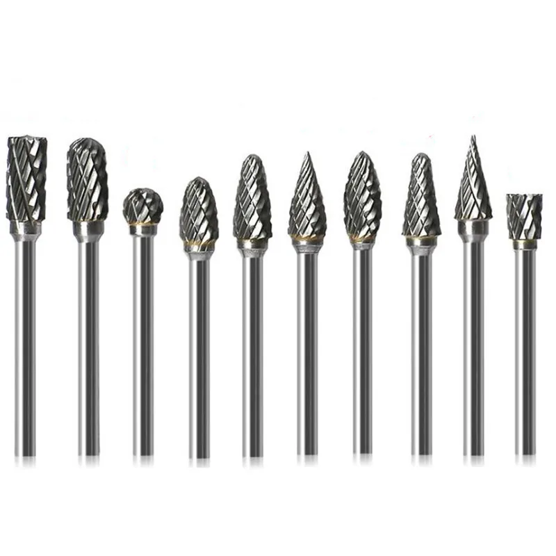 3X6Mm Thép Tungsten Carbide Burr Cắt Dụng Cụ Xoay Burr Đôi Cắt Kim Cương Xoay Dụng Cụ Đánh Bóng Gỗ Kim Loại đánh Bóng