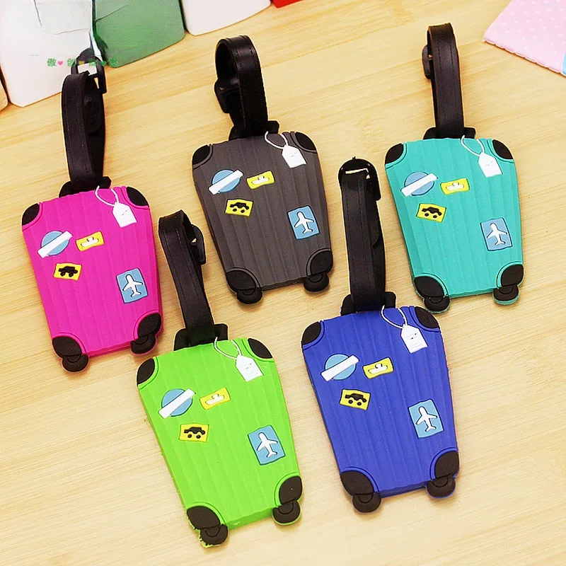 Etiqueta de equipaje bonita de silicona, accesorios de viaje portátiles, etiqueta de nombre para mujer, etiquetas de maleta, soporte de identificación, accesorio de equipaje