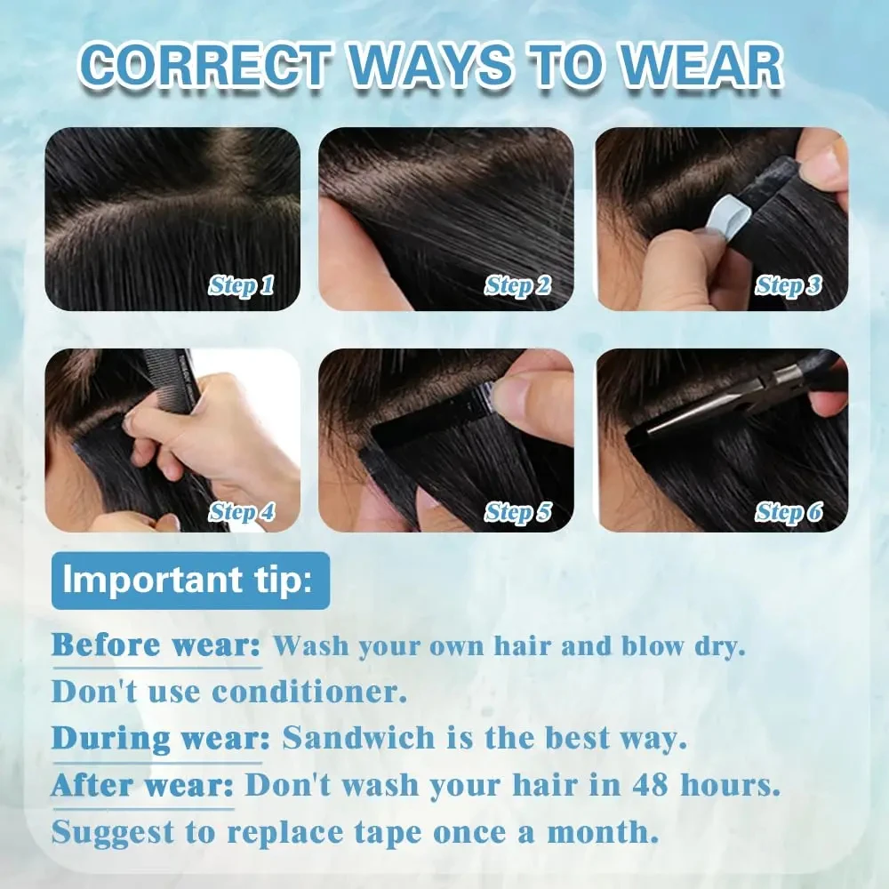 เทปต่อผมมนุษย์ตรงผมบราซิลส่วนขยายกาวผิว Weft สีดําสีน้ําตาล 100% ผมมนุษย์จริงสําหรับผู้หญิง