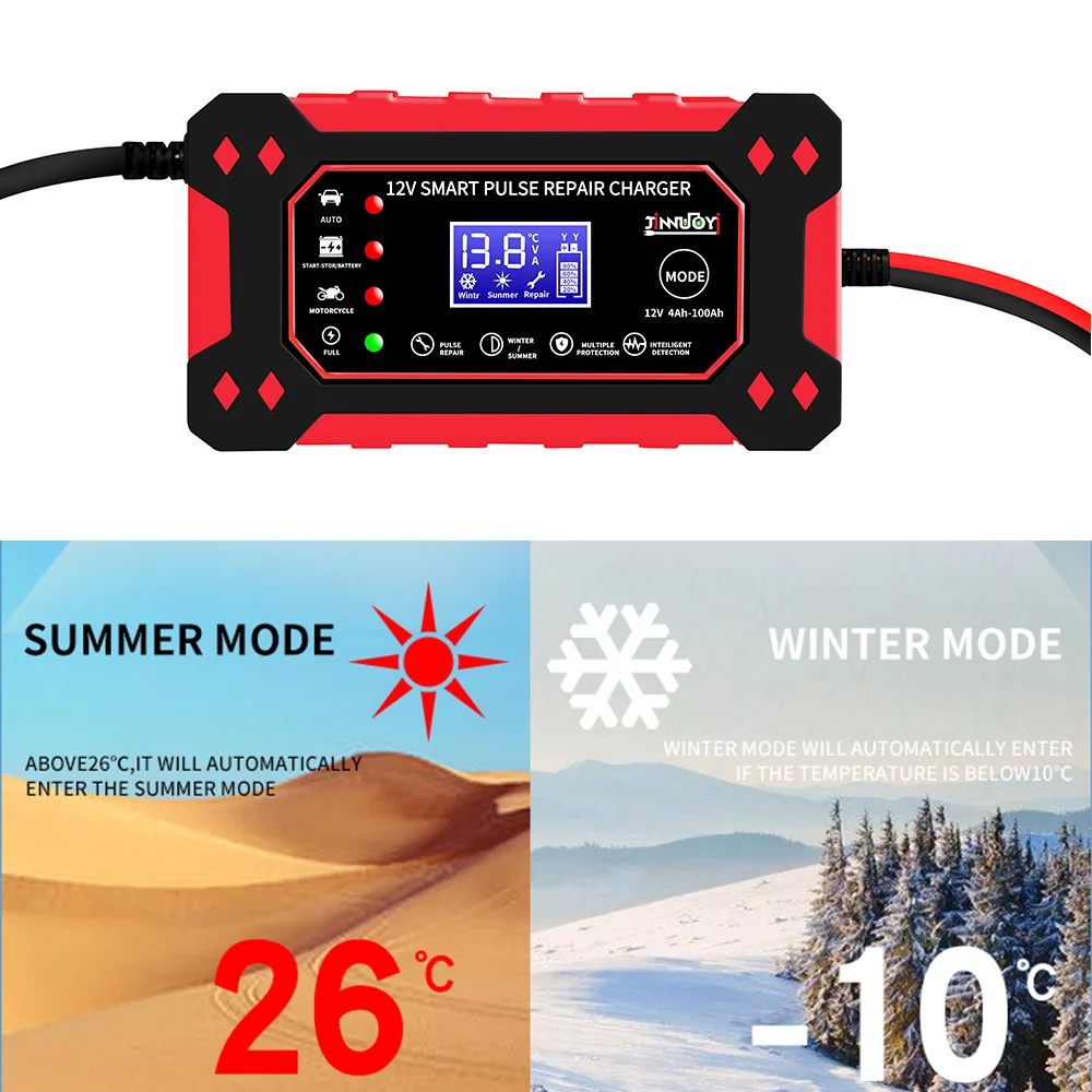 Auto Batterie Ladegerät 6A 12V Puls Reparatur LCD Display Smart Schnelle Ladung AGM Deep Cycle GEL Blei-säure Ladegerät für Auto Motorrad