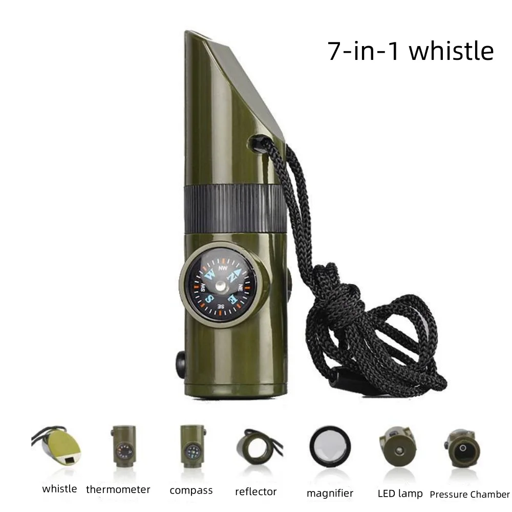Noodoverlevingsfluit Outdoor multifunctioneel fluitje met kompas Thermometer Scheidsrechterfluit Camping Wandelgereedschap