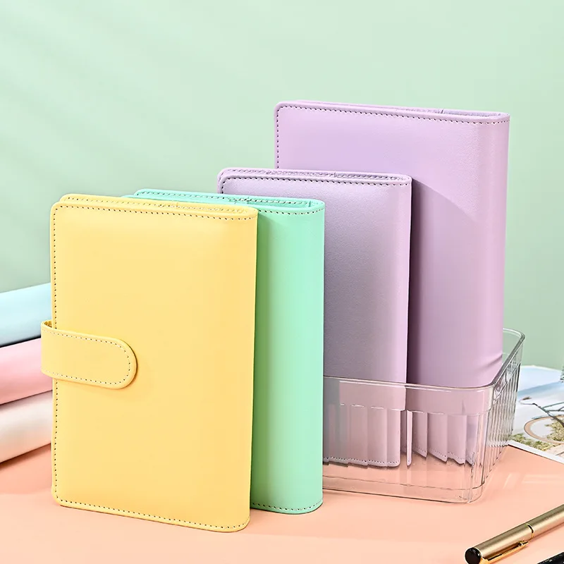 A6/A5 Macaroon 18 สี PU หนัง DIY Binder Photocards รวบรวมหนังสือ Diary Agenda Planner Bullet ปกอัลบั้มเครื่องเขียน