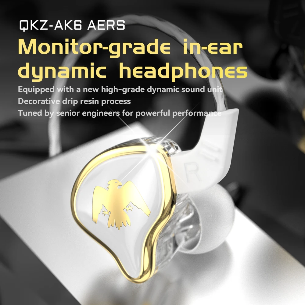 Original qkz ak6 ares/dmx/akx fones de ouvido alta fidelidade graves pesados no monitor com fio com microfone cancelamento ruído esporte jogo música