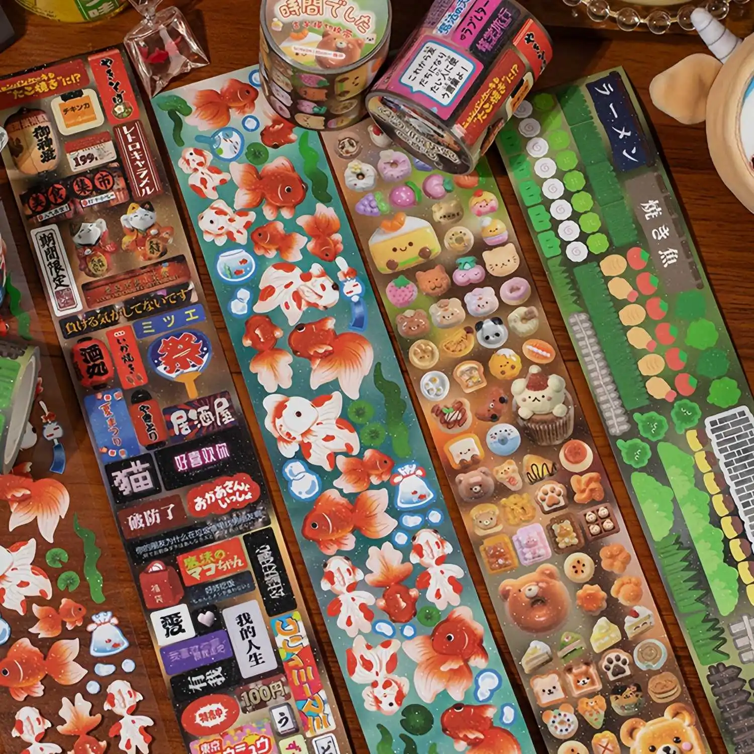 일본 복고풍 귀여운 Y2K 반짝이 장식 접착 테이프 플래너 핸드북 DIY Scrapbooking 저널 콜라주 재료 스티커