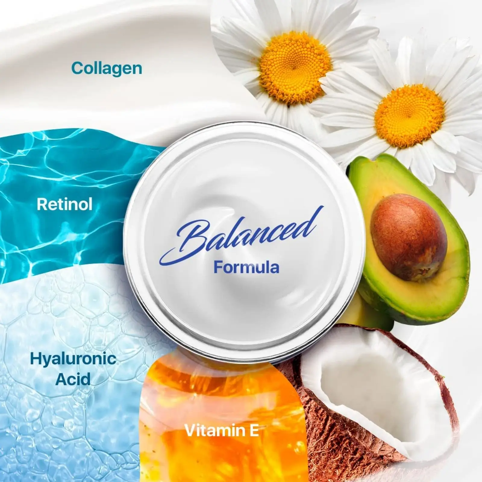 Creme de colágeno para rosto com retinol e ácido hialurônico, hidratante facial antienvelhecimento para cuidados com a pele dia e noite