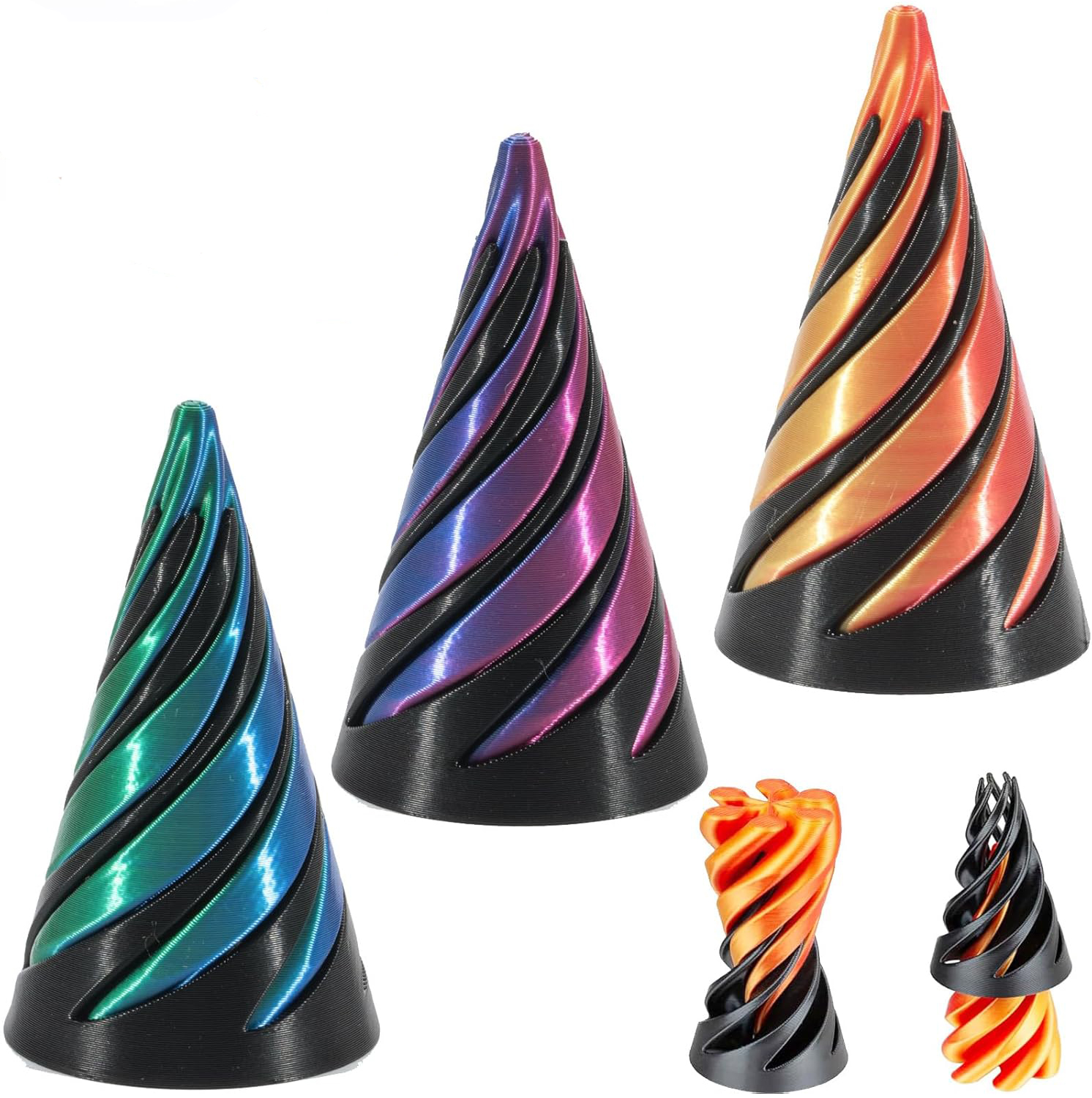 3D-geprint spiraalvormig fidgetspeelgoed Decompressie Draaiend Driedimensionale structuur Vingertop Tweekleurig stressverlichtingsspeelgoed