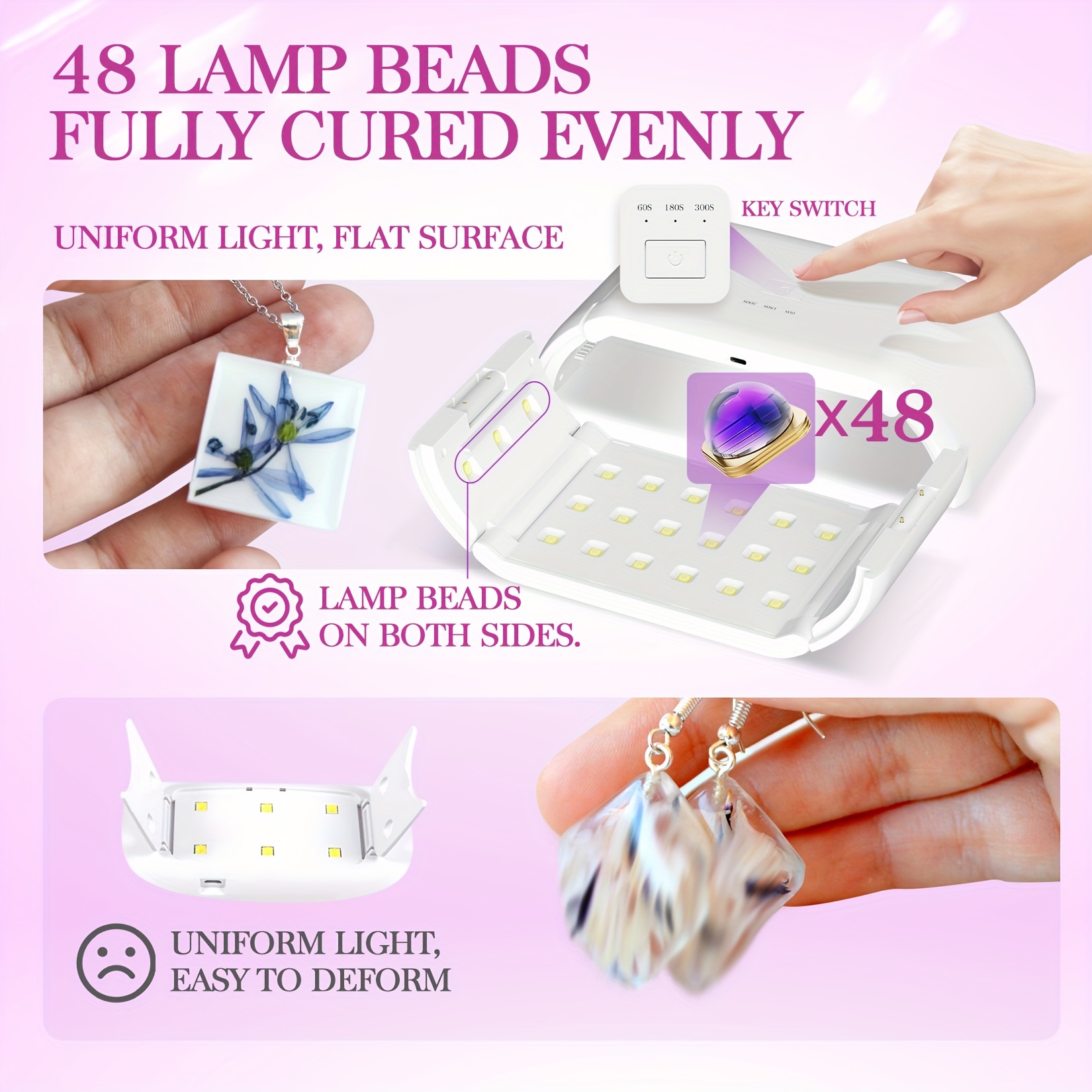Double Sided UV Lamp for Resin Curing US Plug Foldable Portable Fast Curing UV Resin Lamp for Resin Mold DIY Decorative Jewelry