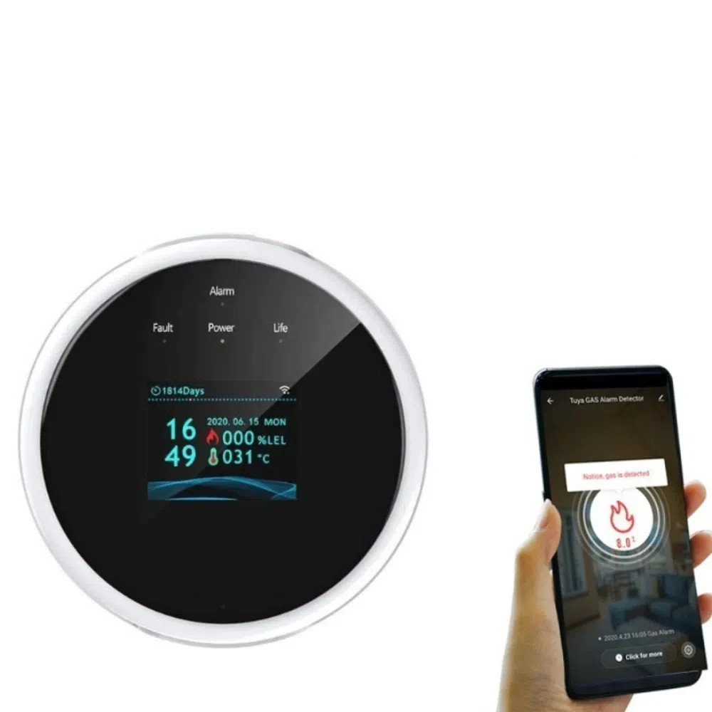 Security Natural Gas Leakage Detector Temperature Display Fire Sensing Biogas Leak Detector Smart Digital LED Gas Alarm Kitchen