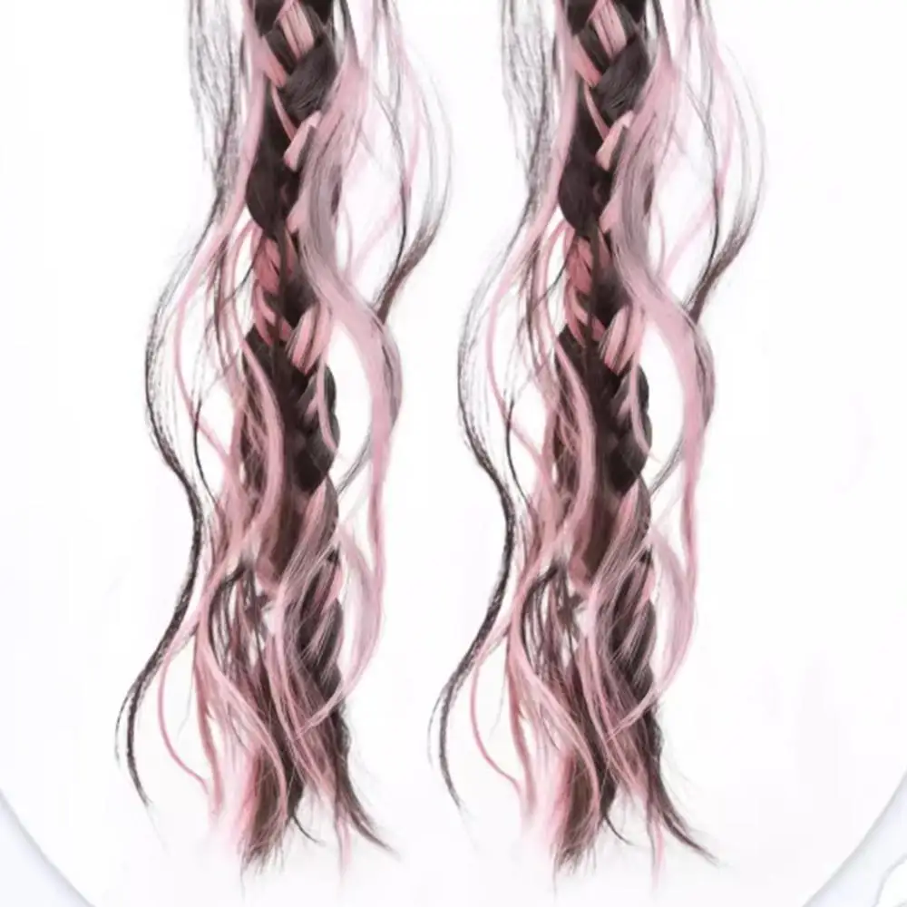 女性用合成ダブルツイストウィッグ,カラーポニーテール,人工毛,y2k,乱れた美しさ