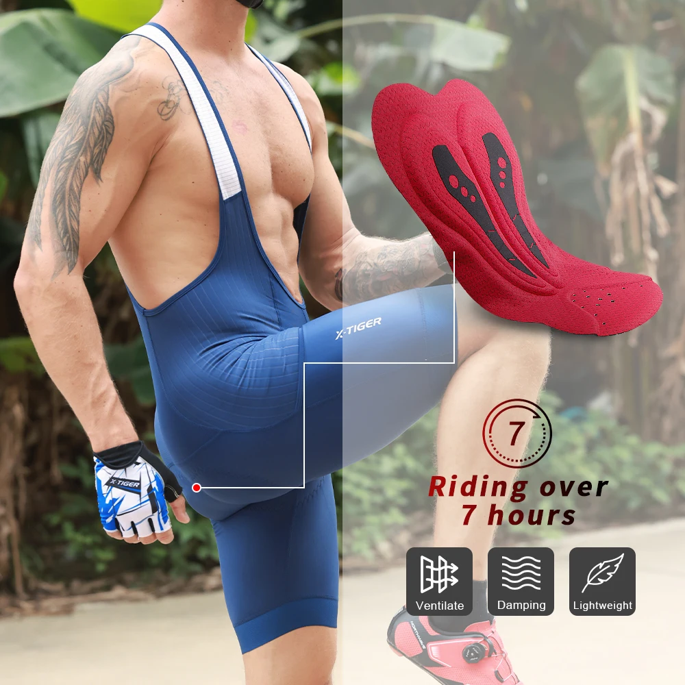 กางเกงขาสั้นสำหรับปั่นจักรยานสำหรับผู้ชาย X-TIGER สีน้ำเงินโปรกางเกงปั่นจักรยานเสือภูเขากางเกง ST-MULTI เบาะเสื้อผ้าปั่นจักรยานสำหรับขี่7ชั่วโมง