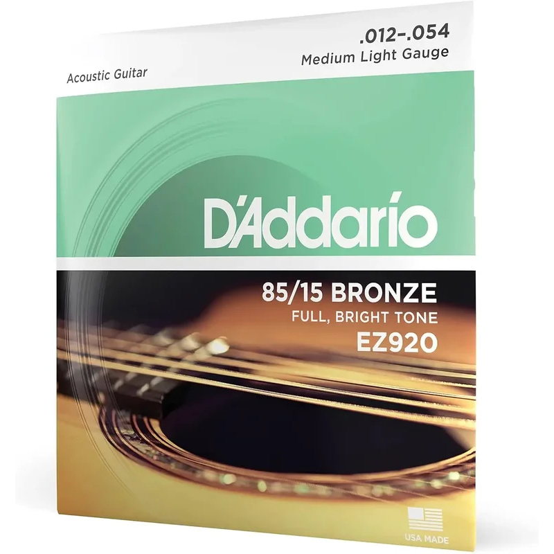 JEStrings acoustiques pour 6 cordes JE-Full, Bright Tone, Medium Light, 85/15 Bronze, EZ920 12-54