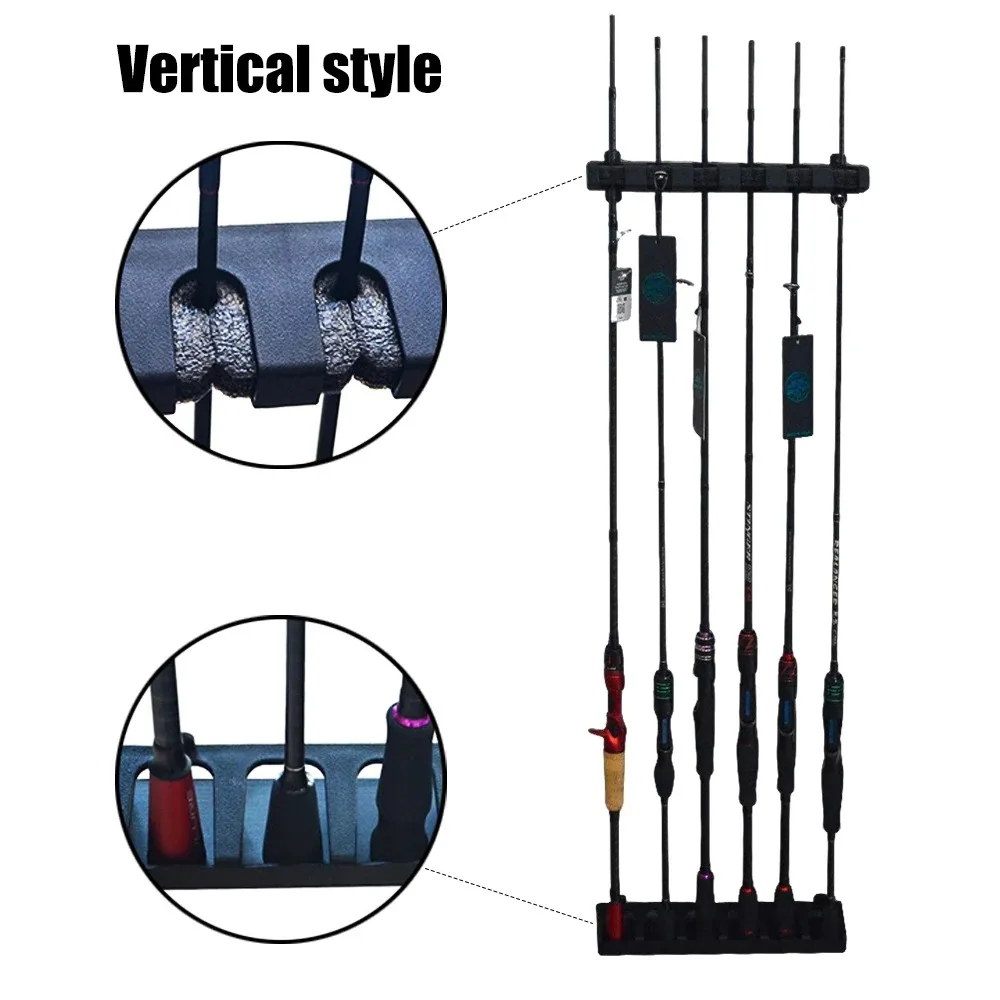 ตกปลาRod Display Rackติดผนังในครัวเรือนชั้นวางคงที่ชั้นวางจอแสดงผลแนวตั้งติดผนังอุปกรณ์ตกปลาคอลเลกชันและจัดเก็บ