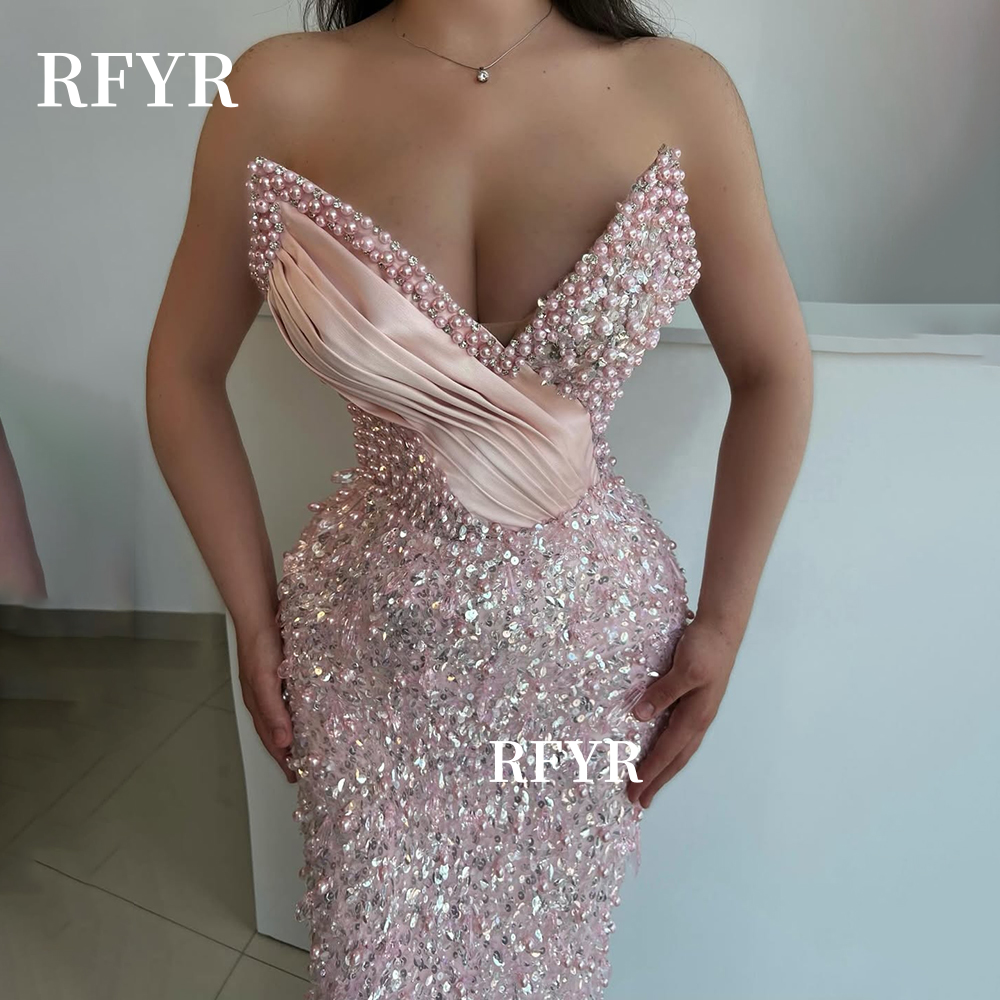 RFYR Meerjungfrau Abendkleid Perlen Party Kleid Perlen Prom Kleid Schatz Vestidos De Noche Formelle Anlässe Kleid Angepasst