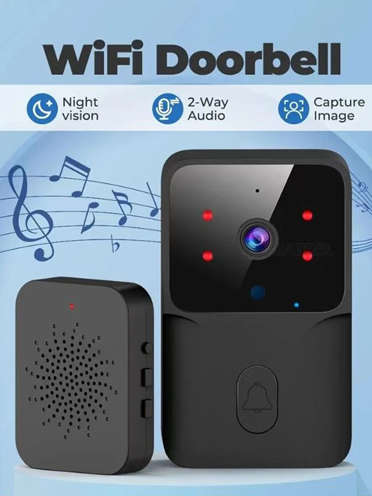 Timbre de vídeo con enlace WIFI de baja potencia, modelo recargable, timbre de visión nocturna, seguridad inteligente HD, 1 arrastre, 1 intercomunicador para el hogar