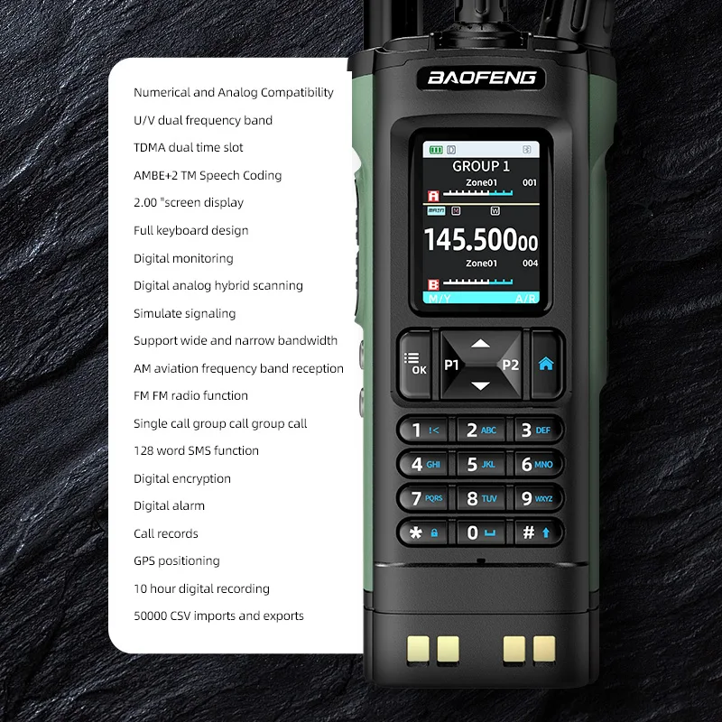 Baofeng DM32 10W DMR Digital analógico U/V modo de doble banda GPS APRS Walkie Talkie de largo alcance AM FM NOAA tipo C carga Radio bidireccional
