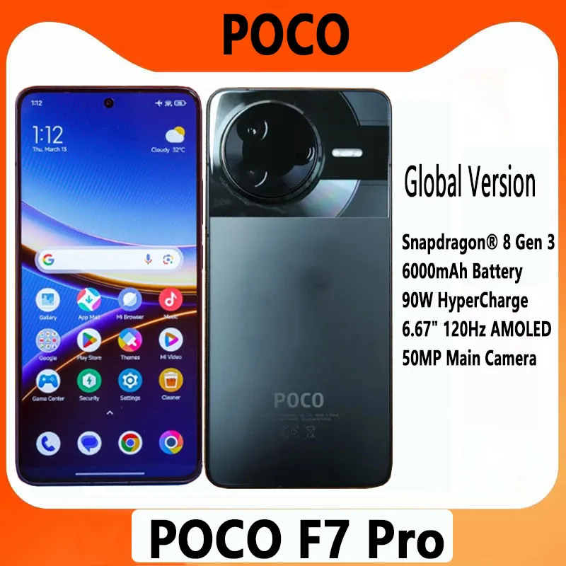 【Marchio+】 Versione globale POCO F7 Pro 5G Snapdragon 8 Gen 3 Fotocamera principale da 50 MP 6,67 "WQHD+ Flusso AMOLED DotDisplay 90 W HyperCharge