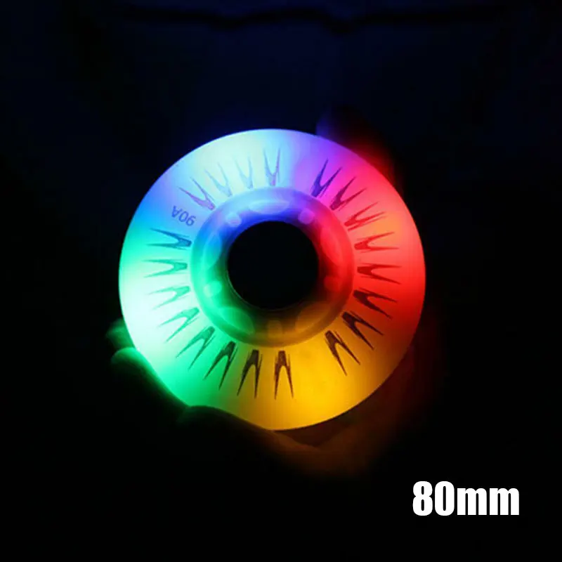 4PCS Flash Inline Skate Räder 90A LED Beleuchtung Skating Rad Flash Räder Schiebe Roller Skating Schuhe 80mm 76mm 72mm 68mm