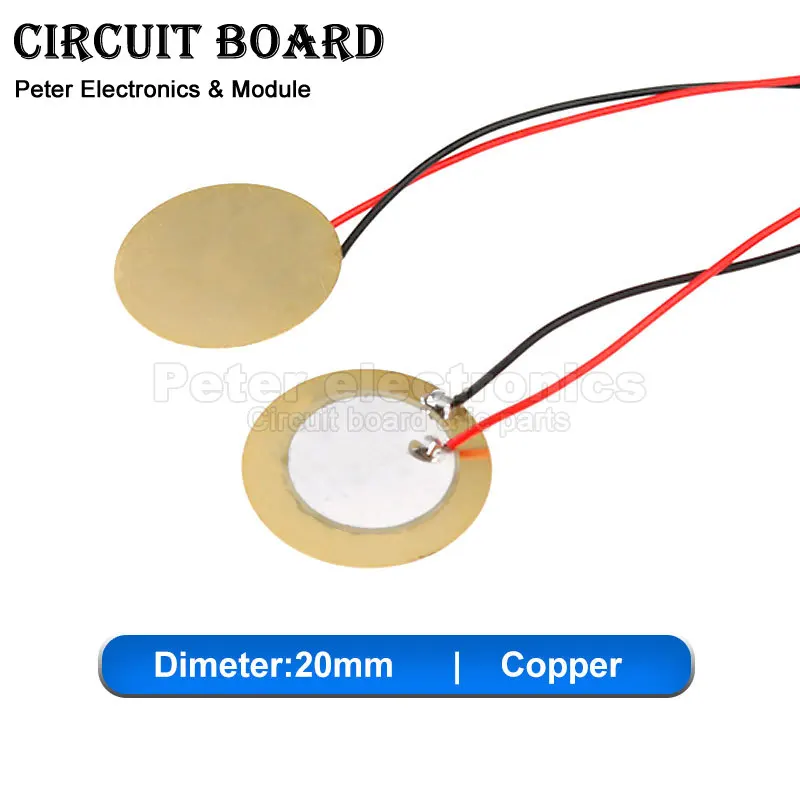 5-10 Uds. Sensor de sirena de elemento de placa de oblea de cerámica piezoeléctrica con cable para altavoz zumbador 12/15/18/20/27/35/50mm
