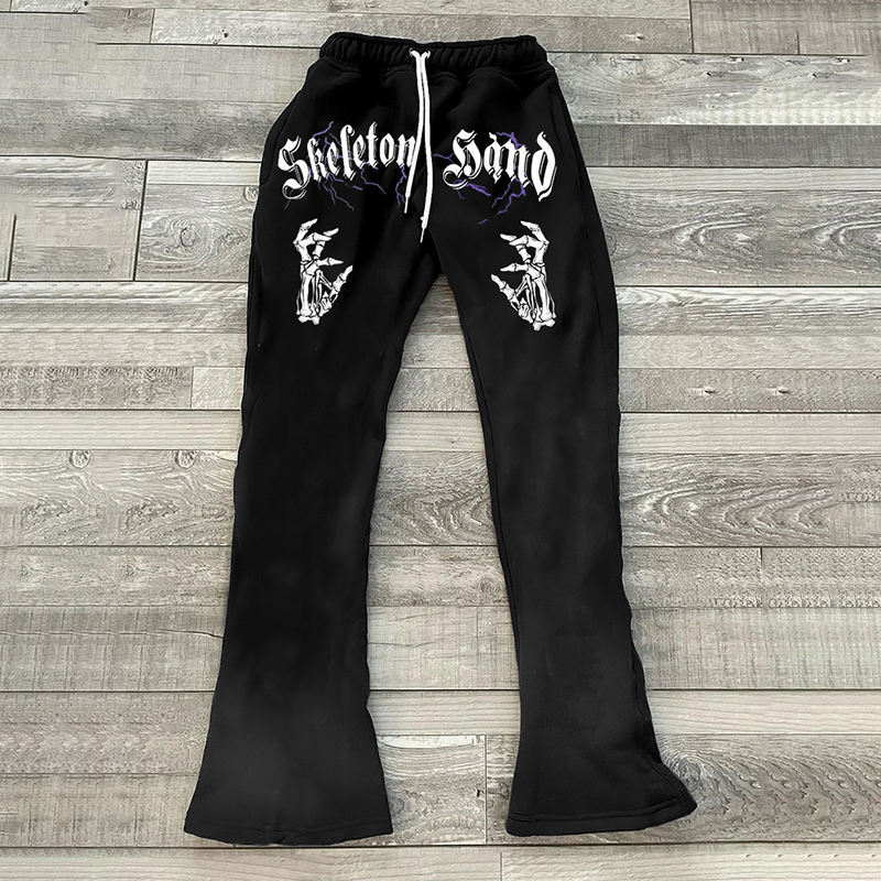 กางเกงขาบานสำหรับผู้ชาย Y2k ฮิปฮอปทรงหลวมพิมพ์ลาย3D กางเกงขายาวลำลองกางเกงกีฬากลางเอวกางเกงสตรีทแวร์กางเกงขาบานวินเทจ