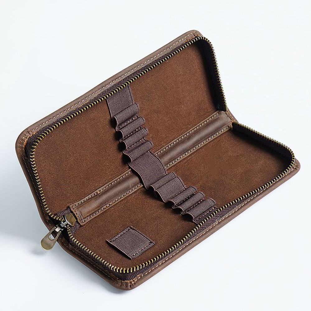 ของแท้หนัง Multi-Functional Pencilcase พร้อมผู้ถือปากกาซิปปากกาเครื่องเขียน