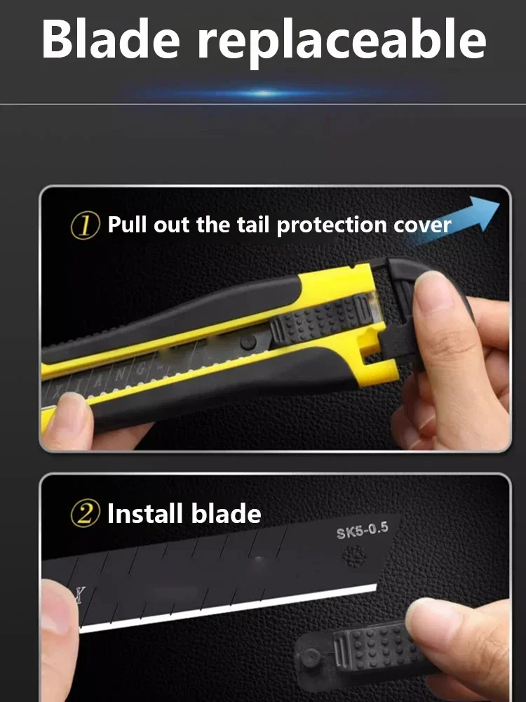 เครื่องตัด SK4 ใบมีดยูทิลิตี้มีดพลาสติก Handle เคลือบใบมีดเครื่องตัดความปลอดภัยเครื่องมือเปิดกล่อง Office Home ตัดเครื่องมือ