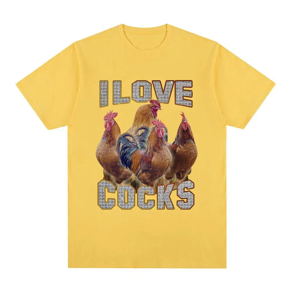 I Love Cocks 面白いオンドリミーム Tシャツ鶏愛好家半袖 Tシャツ女性の特大 Tシャツストリート服