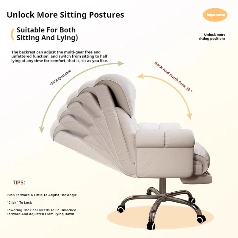 New Gaming Chair Soft Comfortable Ergonomic Office Chair Computer Chair with Telescopic Leg Rest Adjustable Headrest Height
