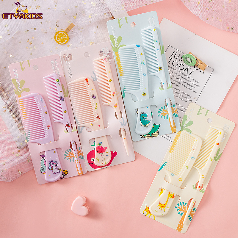 2 unids/set peine de peluquería para niños peine de cola puntiaguda antiestático para niñas pelo de fruta de fresa Cmb accesorios para el cabello para niños