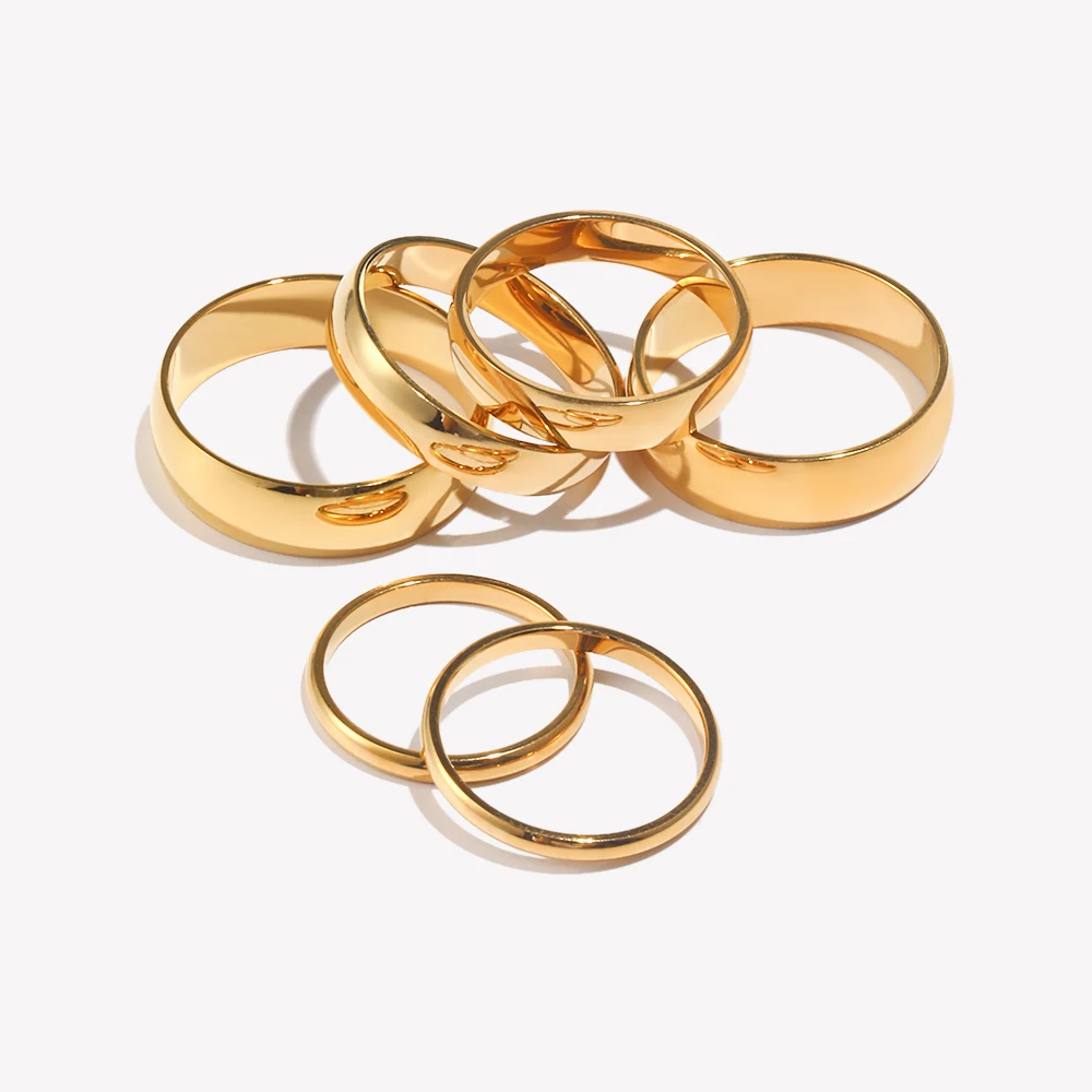 Hoen Ố Miễn Phí 2Mm 4Mm 6Mm Đồng Hồ Thép Không Gỉ Mạ Vàng 18K Màu Bạc Knuckle Nhẫn Cho Nữ tối Giản Viền Vàng Dành Cho Nữ