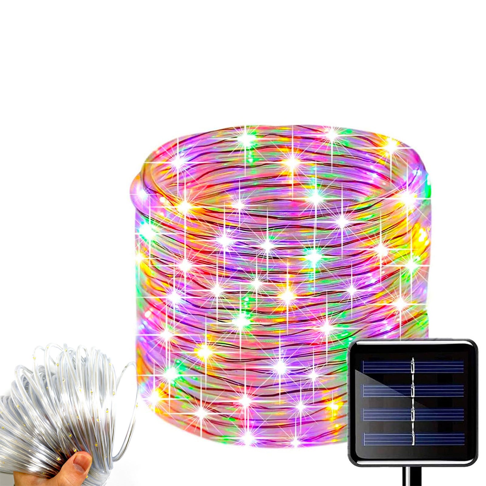 ガーデンフェンス庭のバルコニー用7m 50led屋外ledソーラーチューブロープ妖精ライト防水クリスマスデコレーションストリングランプ