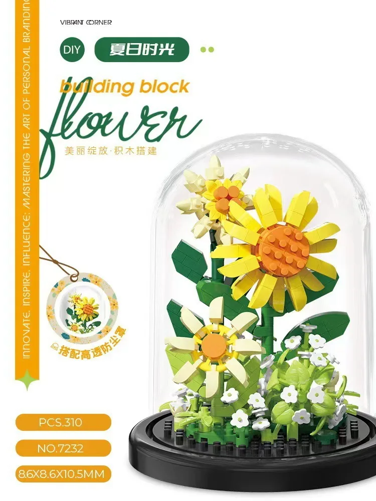 Bloemboeket Bonsai Bouwstenen Kunstmatige Plastic Plant Stofkap Micro Model Woondecoratie Speelgoed Voor Kind Verjaardagscadeau