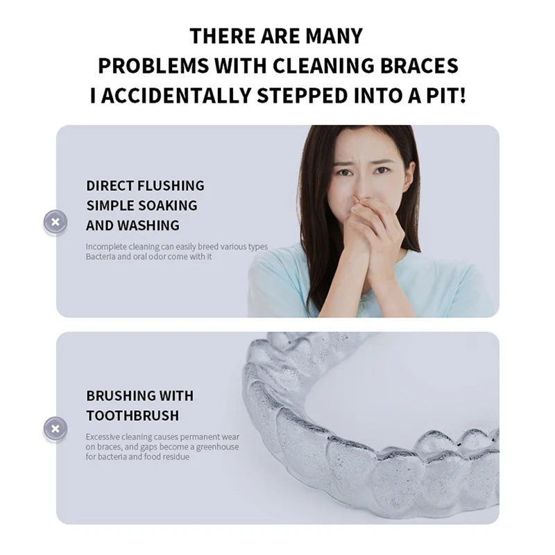 Xiaomi 48khz Ultrasonic Cleaning Machine Orthodontic Invisible Braces Retainer Denture Cleaner Tooth Cleaning Artifact Portable