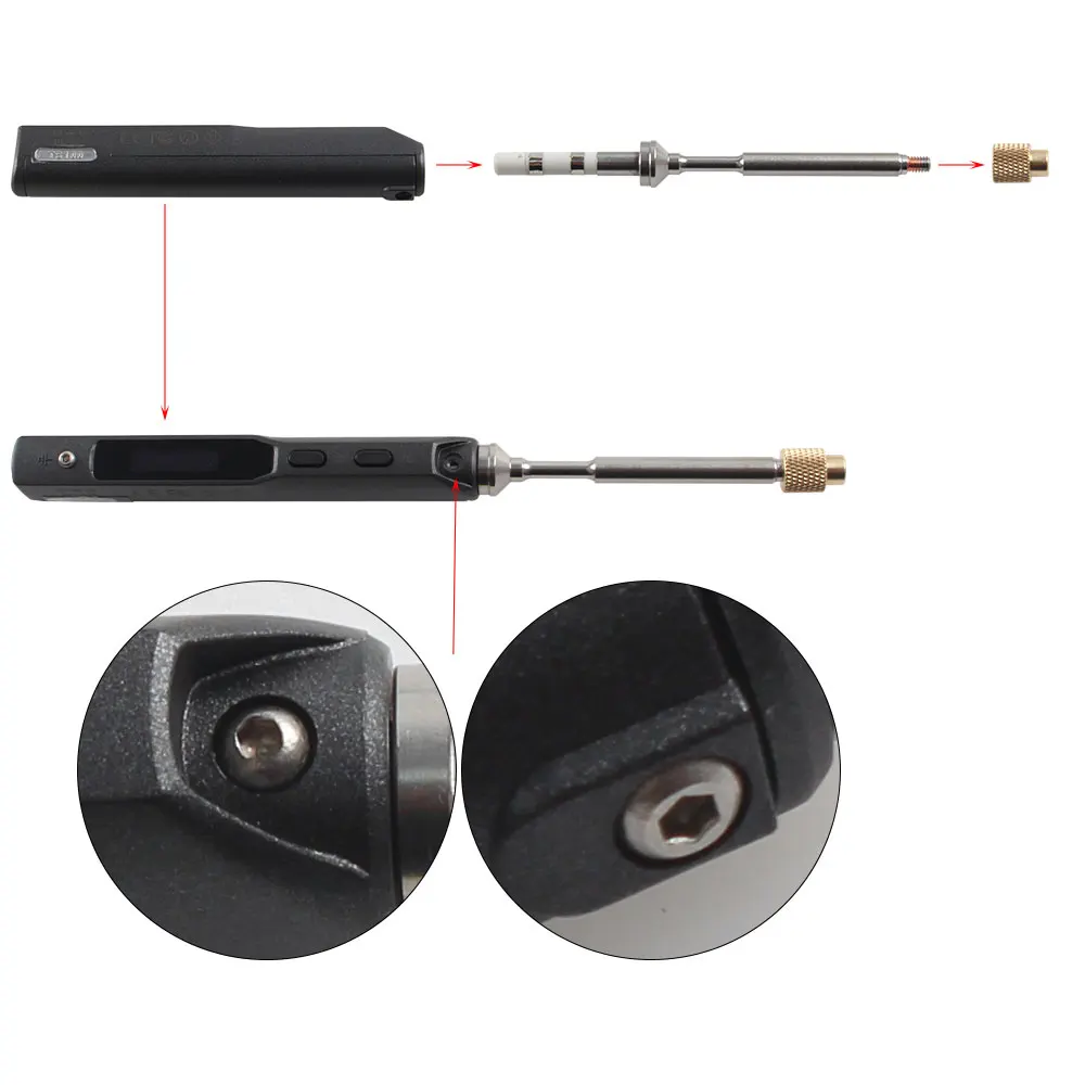 Punta de pistola para soldar TS100, tuerca de inserción térmica, punta de hierro, cabezal de rosca interna, M2-M8, Kit de inserción de tuerca de inserción de fusión en caliente de latón