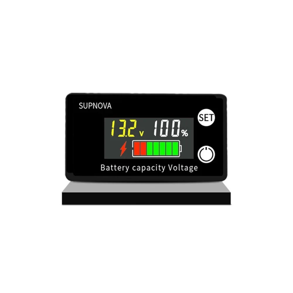 Đèn Báo Dung Lượng Pin DC 8V-100V Axit Chì Lithium Đời PO4 Xe Ô Tô Xe Máy Vôn Kế Điện Áp Đo 12V 24V 48V 72V