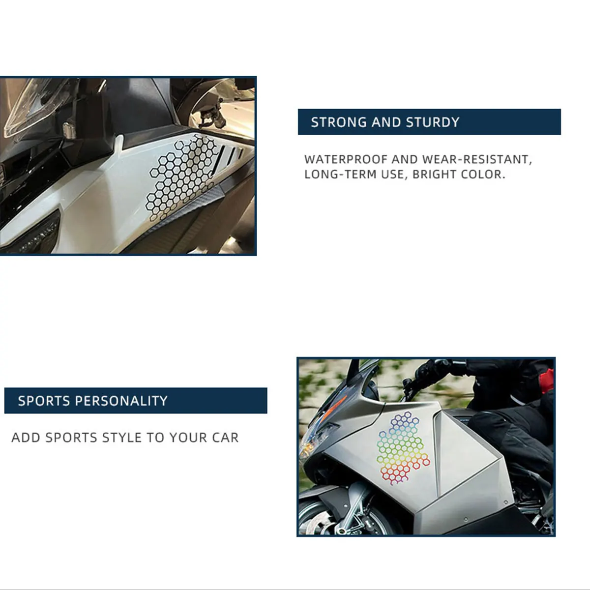 Naklejki samochodowe o strukturze plastra miodu Motocykl elektryczny Naklejki na nadwozie motocykla Moda Dekoracja w otwartym stylu Dekor Tuning Naklejki na reflektory
