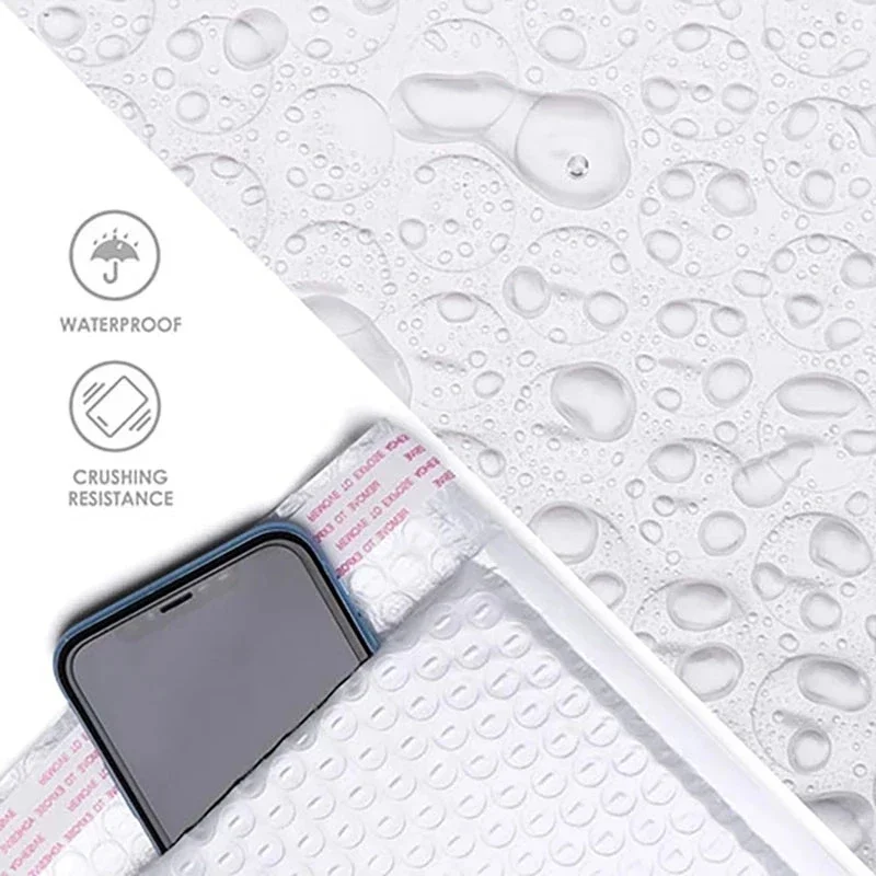 10-50Pcsฟองซองโฟมสีขาวการจัดส่งกระเป๋ากันน้ําPoly Bubble Mailers Pad Self Sealบรรจุกระเป๋า 11/15/23 ซม.ขายส่ง