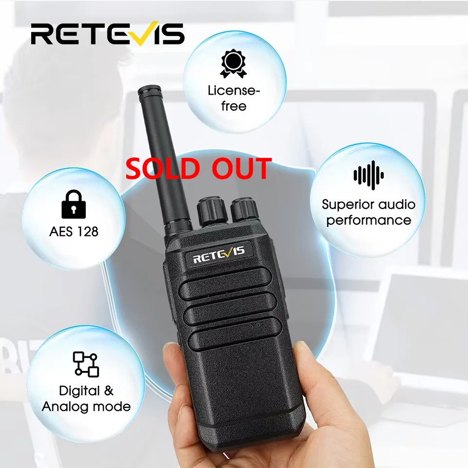Retevis RT40 DMR Radio sin licencia pmr446 walkie talkies de largo alcance radio portátil pequeña radio emergencia supervivencia radio portátil recargable walkies talkies profesionales para seguridad AES 128 garantiza