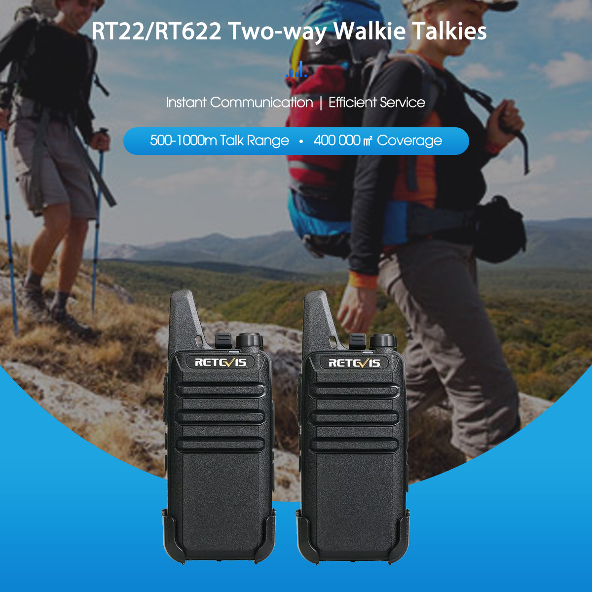 Retevis RT622 Mini Walkie Talkie 2 Pcs VOX USB PMR 446 FRS License-free Portable Two Way Radios Station For Restaurant Retail