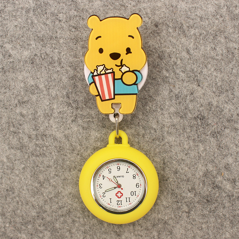 Relógio de bolso estilo tigre urso amigos engraçados retrátil e com clipe para homens e mulheres