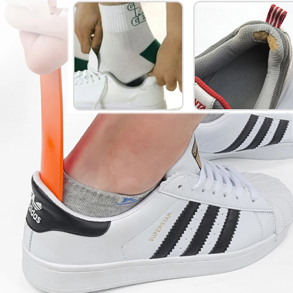 Cuernos de zapatos profesionales de plástico, calzador con forma de cuchara, levantador de zapatos, accesorios flexibles y resistentes