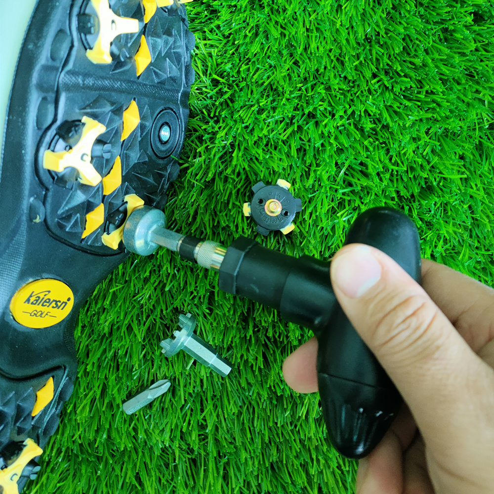 Outil de retrait de taquets de chaussures de Golf et jeu de clés à cliquet multifonctions-clé à pointes en acier Durable pour chaussures et Clubs de Golf