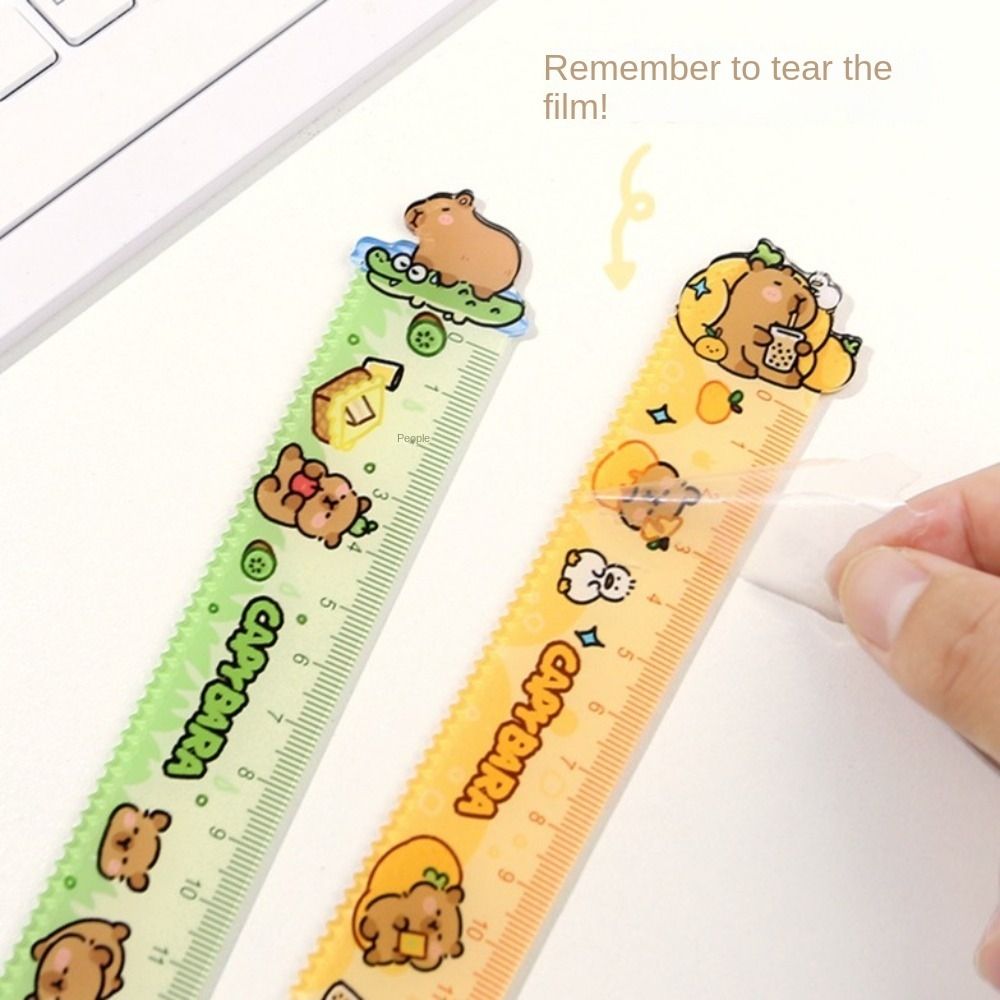 15cm Capybara Ruler School Office Supplies Wavy Lines Drawing Tools Acrylic Cute Cartoon Straight Ruler Standard Measuring Tool