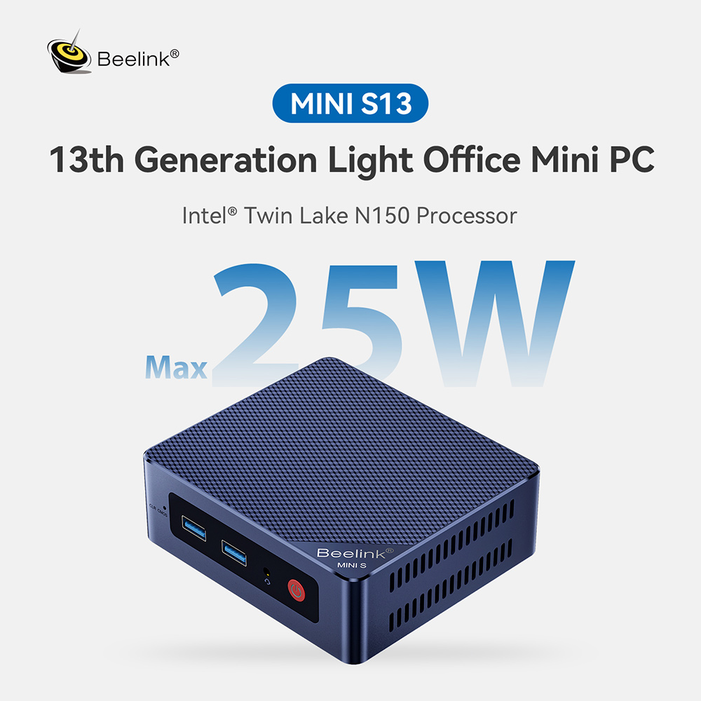 Beelink MINI S13 Mini PC Intel Twin Lake N150 16GB DDR4 500GB SSD Win11 Wifi6 1000M LAN Desktop Mini Computer
