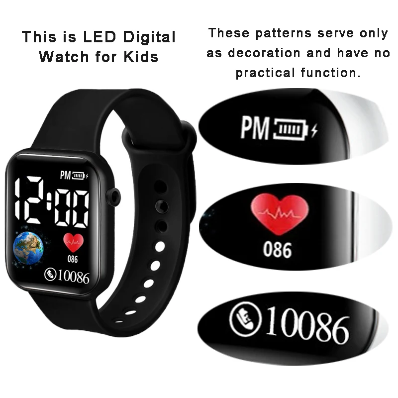Yikaze crianças relógios led digital crianças relógio pulseira de silicone dos desenhos animados relógio de pulso eletrônico esportes para meninos e meninas presentes