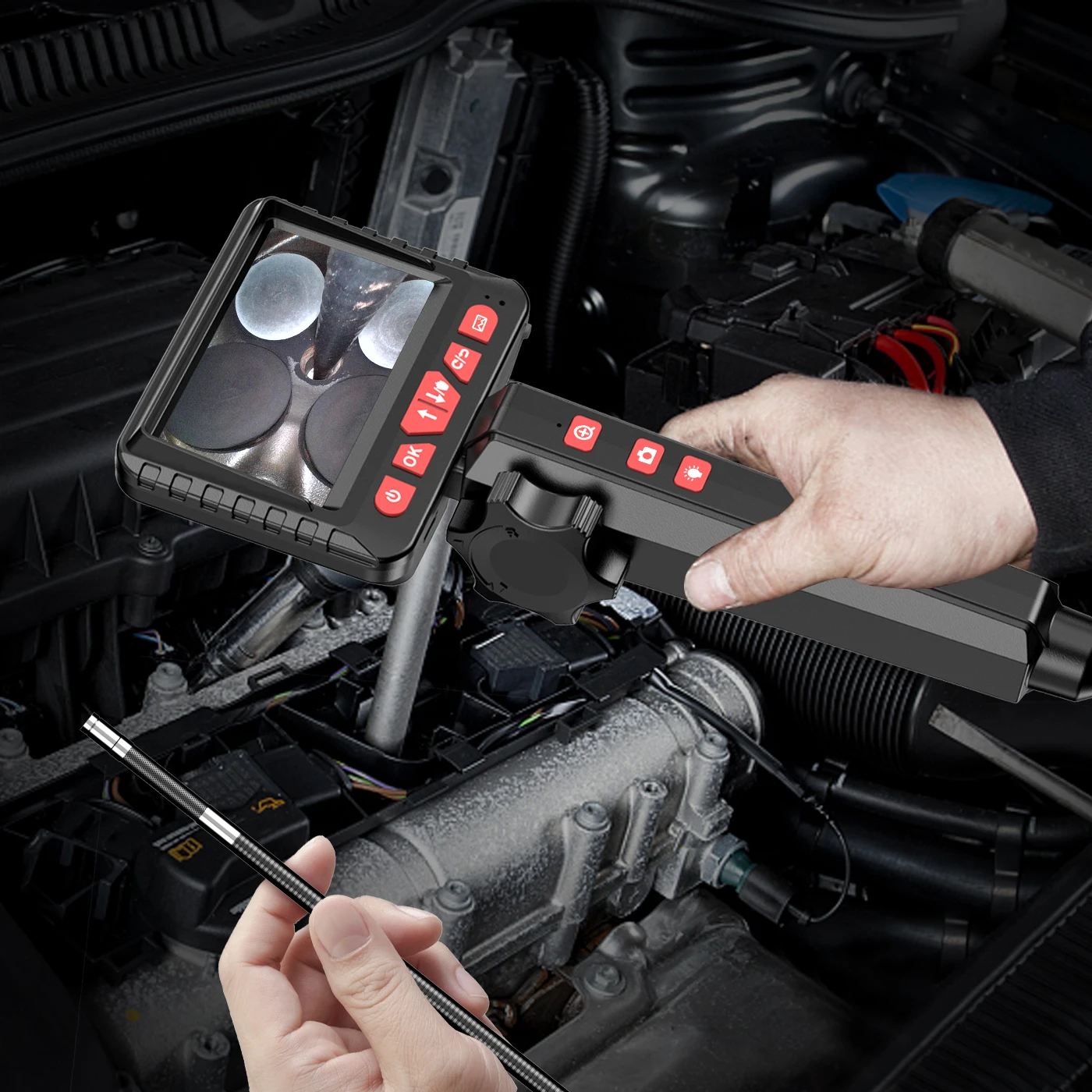 1080P Auto Reparatur Endoskop dreh Endoskop für Auto 6 MM/8,5 MM 180 Grad Lenkung Inspektion Objektiv mit 8 LED Tragetasche IP67
