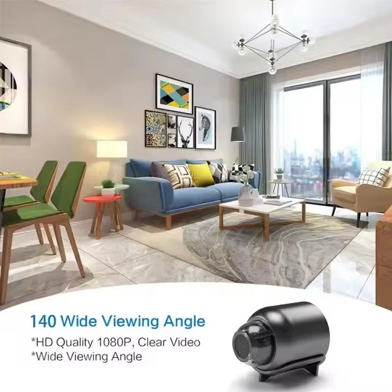 Miniaturowa kamera WiFi HD 1080P do monitoringu wewnętrznego, bezpieczeństwa i nadzoru, niania elektroniczna z noktowizorem, kamera IP z nagrywaniem audio i wideo.