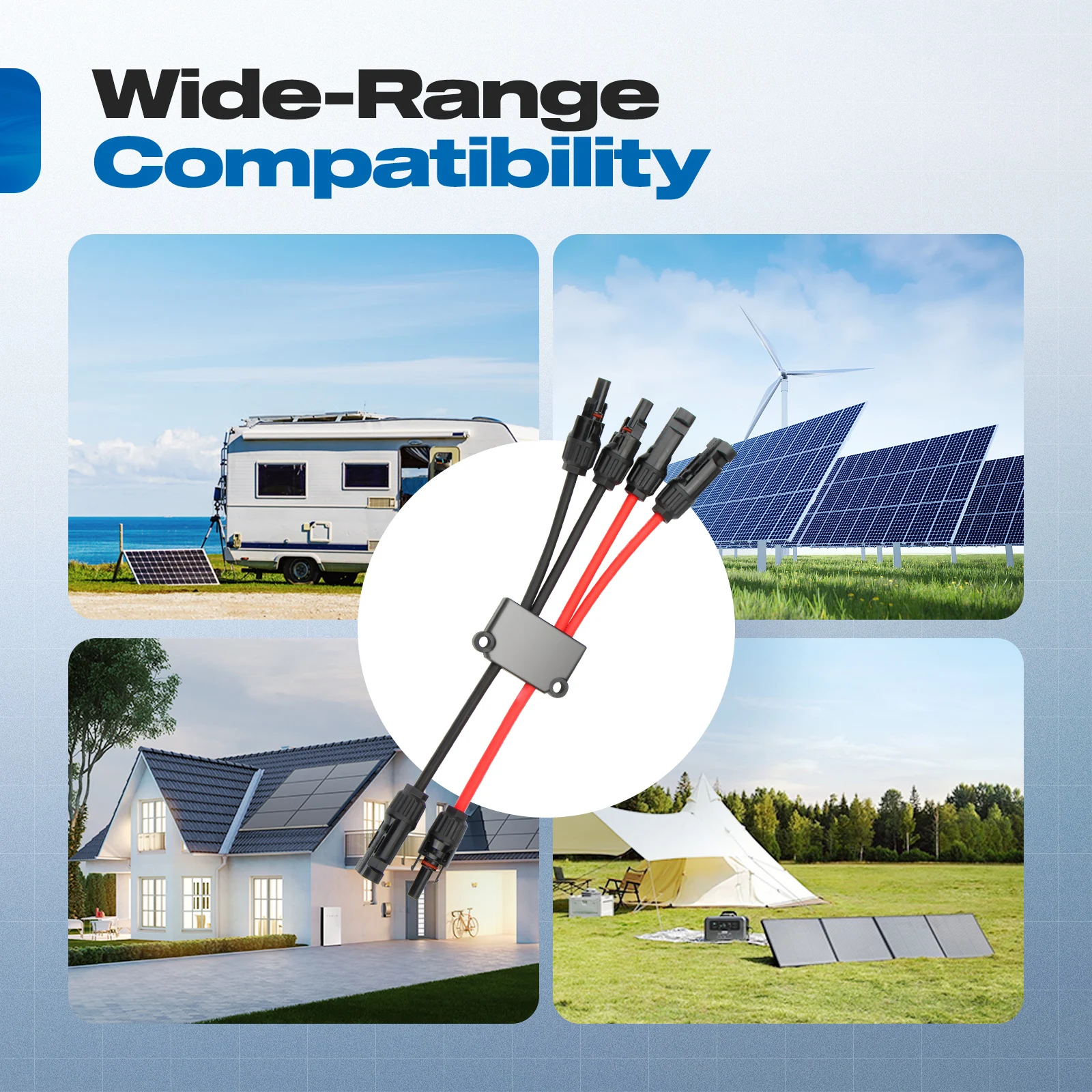 Conectores solares P de 2 a 4/6/8 Y Branch para painéis solares, conectores sem ferramentas 10awg, divisor de painel solar, para barco e RV.
