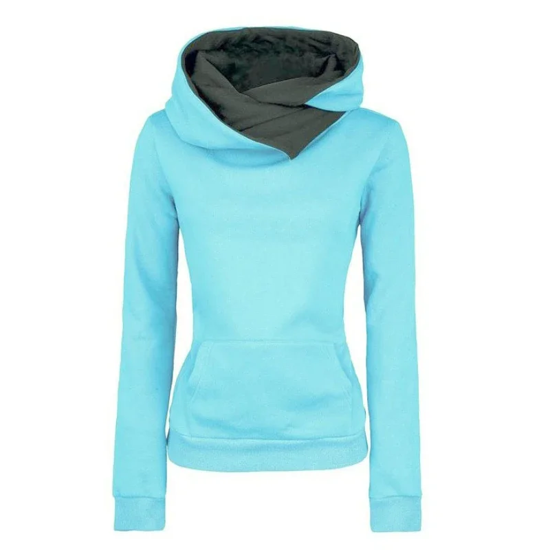 Primavera otoño sudaderas con capucha mujer chándal Color sólido moda manga larga jerseys Navidad Casual cálido sudaderas con capucha Tops