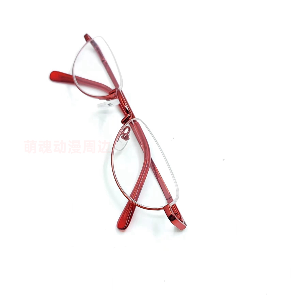 Красные овальные очки в полуоправе, очки для косплея для девочки