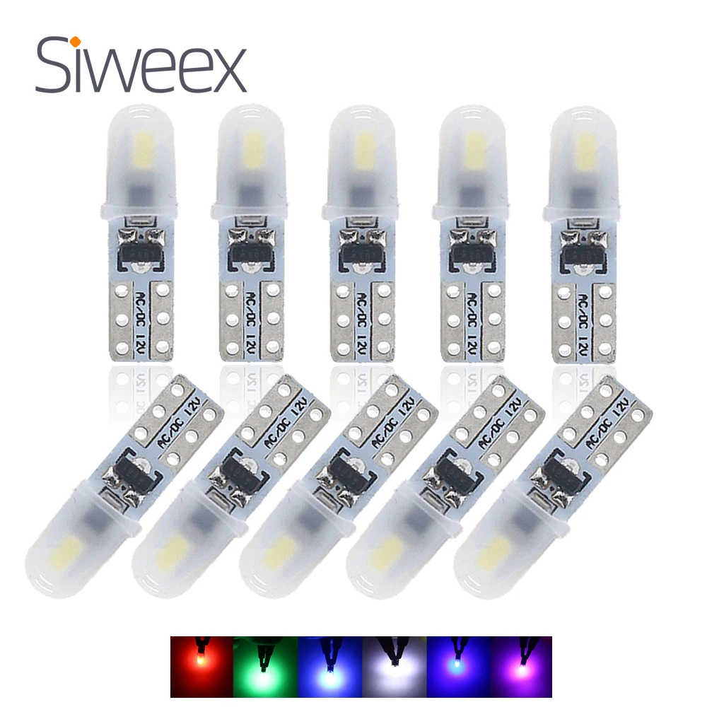 10 Uds T5 luces de salpicadero de coche 2 3014 SMD lámpara de Panel de instrumentos de lectura sin polaridad bombilla Led blanca 12V DC